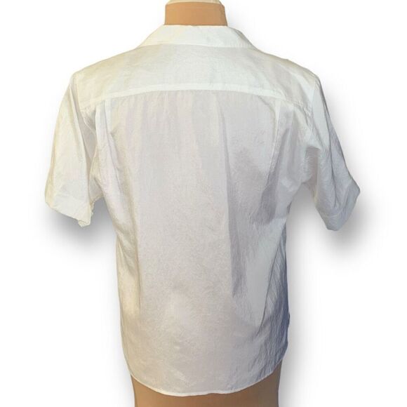 Vintage Elle’s Belles Button Down Shirt Short Sleeve White Sheer Blouse Collared - Picture 5 of 9